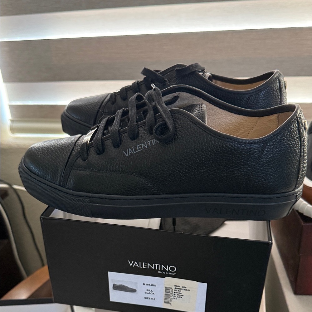 Valentino Men's Black Textured Sneakers